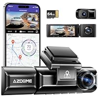 AZDOME M550 3 Channel Dash Cam, 4K+2.5K Dual Dash Camera for Cars Built-in WiFi GPS, 1440P+1080P+1440P Front and Rear Inside, 64GB Card Included, 3.19" IPS Screen, Parking Mode (DSJUS-M550) (M550)