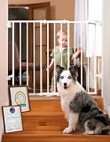 Babelio Baby Gate for Stairs, Kitchen & Doorways, No Bottom Bar| One-Handed Operation| Auto-Close| Hardware Mount (Drill Needed) Safety Dog/Pet Gate (Black - B17, 26-43' W, 28' H)
