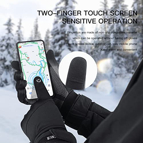Temei Winter Thermal Gloves Men Women, Touch Screen Waterproof Windproof Warm Glove For Cycling Running Hiking Driving (Medium, Black) #TOP1