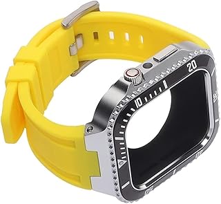 CNHKAU Kit Mod de liga de zinco para pulseira de relógio Apple série 8 7 45 mm pulseira de silicone moldura de metal moldura moldura moldura para iWatch SE 6 5 4 44 mm conjunto de retrofit