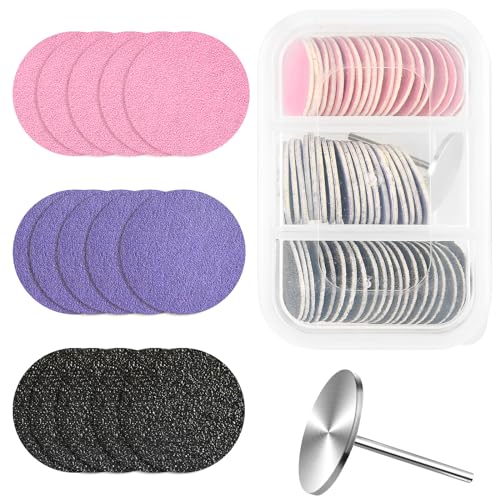 TIESOME 61 Stück Schleifscheibe Pediküre,25mm Feet Grinder Schleifpapier Schleifscheiben Ersatz-Schleifpapier Scheiben-Werkzeug Schleifscheiben für Harte Tote Haut Rissige Ferse (Stil 2)