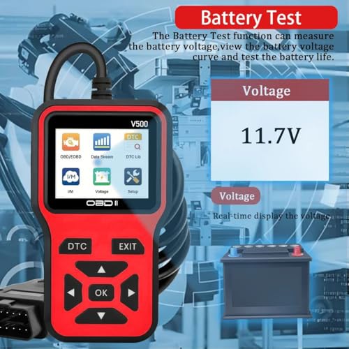 V500 OBD2 Scanner Diagnostic Tool, Professional Code Reader with Live Data Stream, DTC Lookup, I/M Readiness, O2 Sensor Test, EVAP System Test, Vehicle Info Display - Thumbnail 6