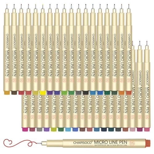 CHARSOCO 05 Micro Pen, Fine Point Pen with 36 Colors, Waterproof Archival Ink, 0.48mm Fineliner Ink Pens for Artist Illustration, Sketching, Anime, Manga, Technical Drawing and Scrapbooking by CHARSOCO - Used condition - US$34.19