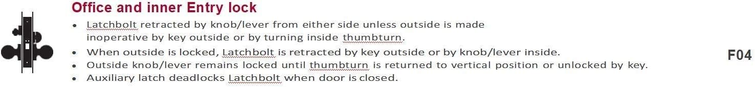 Commercial Mortise Lockset with Lever for Entry/Office Door F04