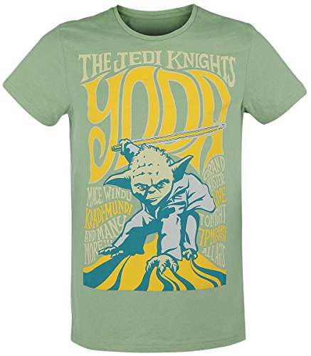 T-shirt vert Star Wars Yoda taille L en coton pour fan de l'univers des Chevaliers Jedi