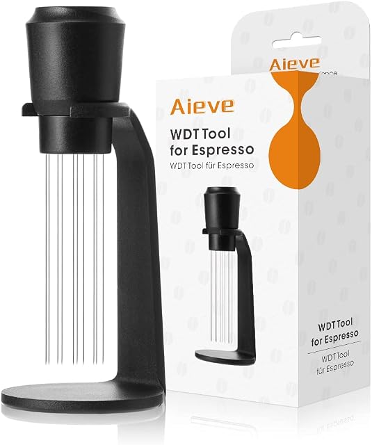 AIEVE WDT Tool, Coffee Distributor Needle, 0.4mm Espresso Distribution Tool Espresso Stirrer Needle Coffee Grounds Needle Distributor with Stand for Espresso Stirring Distribution