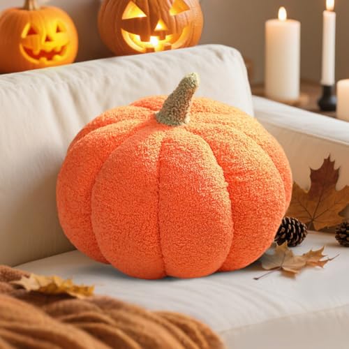 DASIAUTOEM 3D Plüsch Kürbis Dekokissen, Kürbis Kissen Herbstdeko, Halloween Zimmer Deko...