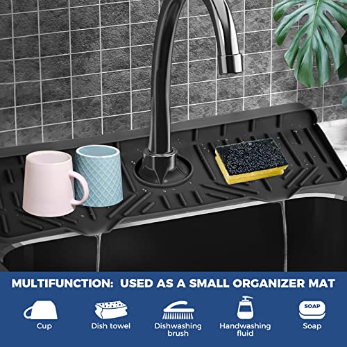 Kitchen Sink Faucet Splash Guard Silicone Sink Faucet Drying Mat Faucet Handle Drip Catcher Tray, Dish Sponge Holder Kitchen Sink Accessories Sink Protector Home Kitchen Organization Gadgets Organizer #TOP2