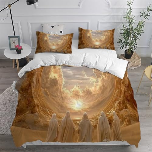 Housse de couette King en microfibre blanche avec taies d'oreiller imprimé 3D - 6