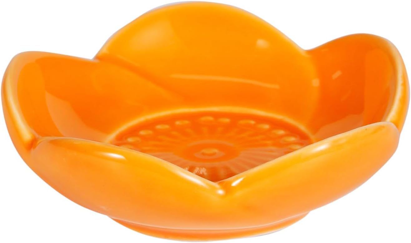 Urban Tokyo Cherry Blossom Sakura Flower Shape Sauce Dish, 3 Inch Diameter, Sushi Dipping Bowl, Appetizer Trinket Dish (Orange)