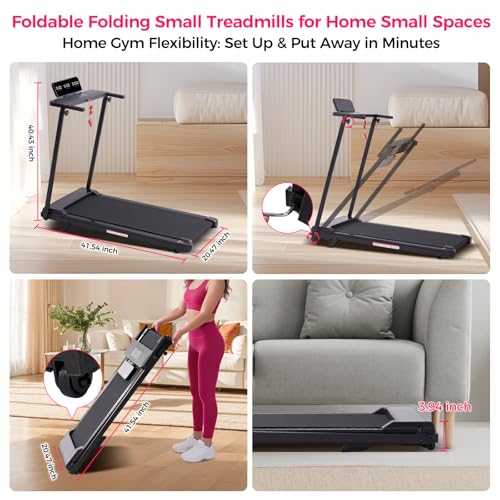 Image of Portable Treadmill for Home Small, Walking Pad with Handle Bar, 3.5HP Eelectric Walking Pad Treadmill with Handle Bar and Incline, Small Treadmills for Home Exercising, 0.6-10MPH, 400BS