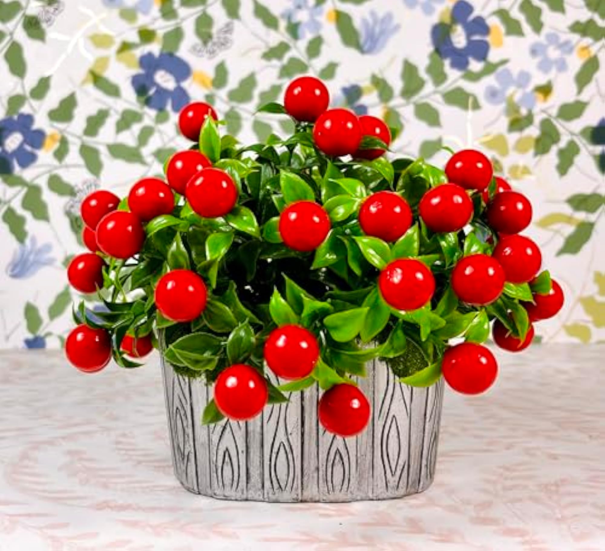 Artificial Cherry Flowers Bunch in Tub Pot