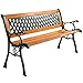 Giantex 49 1/2" Patio Park Garden Bench Porch Path Chair Outdoor Deck Cast Iron Hardwood