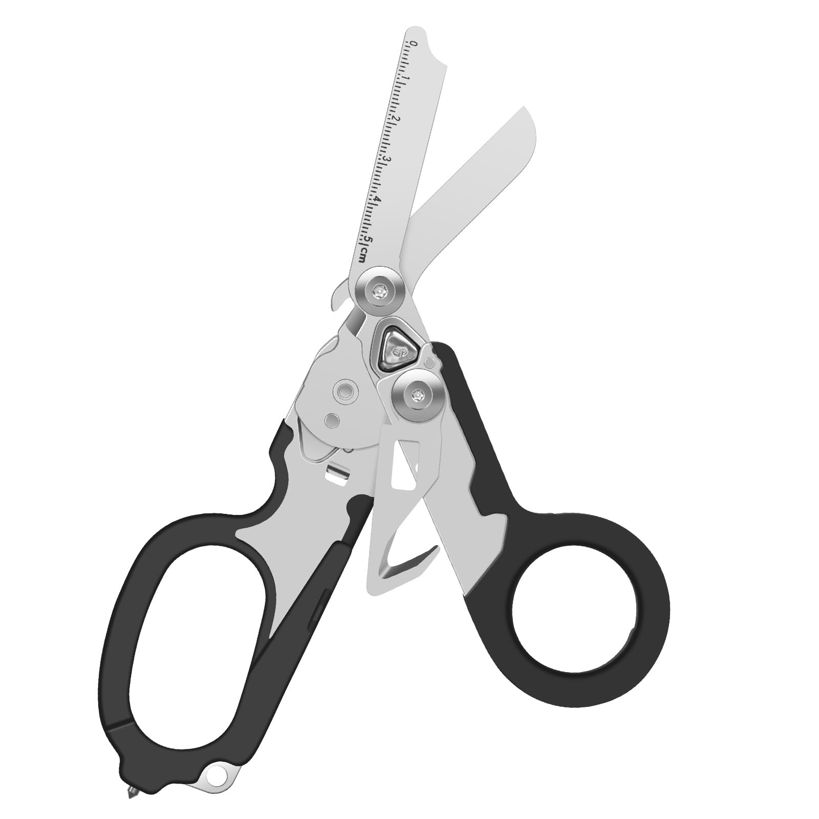 Flrmingigigi Black Emergency Response Shears, Stainless Steel Foldable Scissors Pliers, Outdoor Camping Rescue Scissors Tools