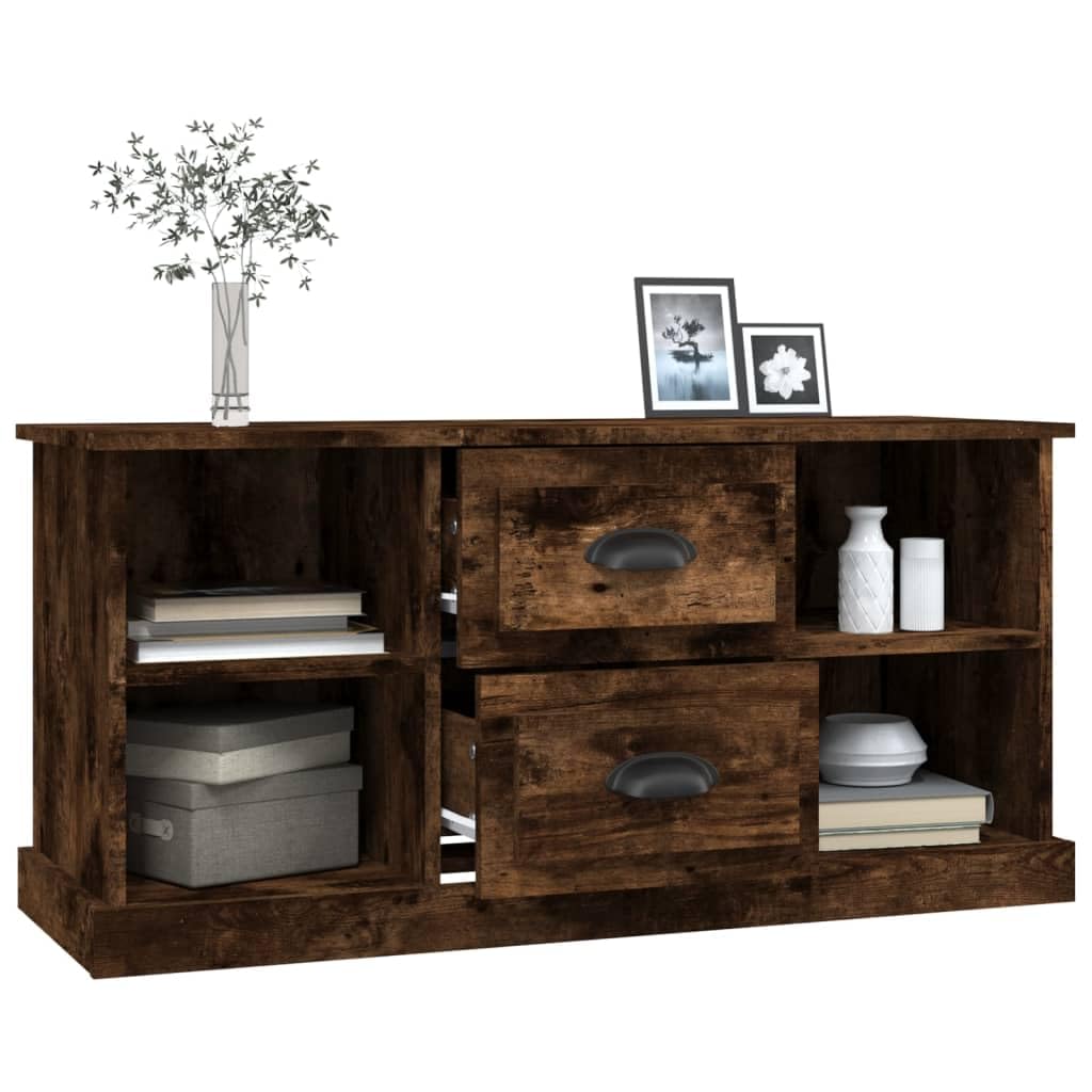 TV-Schrank Räuchereiche 99,5x35,5x48 cm, Holzwerkstoff, Modernes Media Center mit Stauraum, für Wohnzimmer und Schlafzimmer