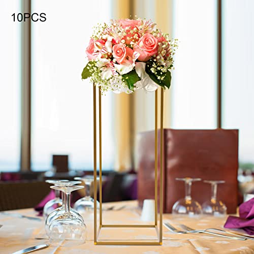 10Pcs Gold Vases For Centerpieces, Gold Flowers Stand Geometric Flower Vase Stand For Wedding, Party, Events, Home Decor, 23.6Inch #TOP2