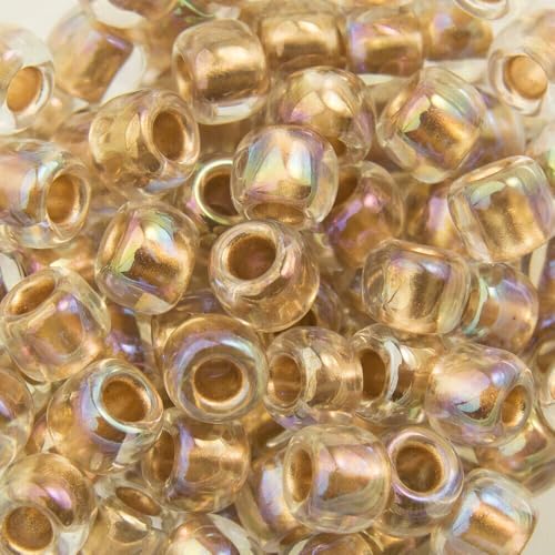 6/0 TOHO Round Gold Lined Rainbow Crystal Seed Bead (8g)