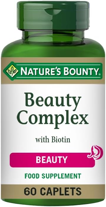 Nature’s Bounty Beauty Complex with Biotin, Pack of 60 – Supports Hair, Skin, Nails – Collagen with Vitamins A, C, E – Vegetarian, Vegan