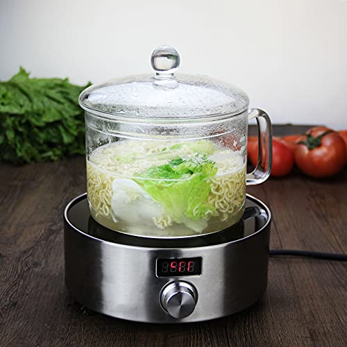 Suwimut Glass Saucepan With Cover, 1.3L/40 Fl Oz Heat-Resistant Glass Stovetop Pot And Pan With Lid And Handle, Clear Glass Cookware Set Cooktop Safe For Pasta, Noodle, Soup, Milk #TOP4
