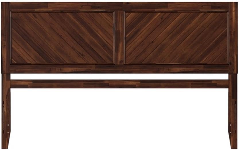 Pemberly Row King Wood Headboard, Barnwood Brown Finish, Chevron Carvings, Attachable USB Charger, 78.8 in Wide, Universal Fit for Standard Metal Bed Frames, Rustic Bedroom Decor