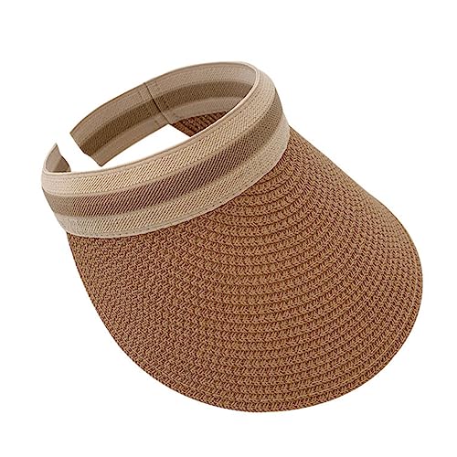 Chapeau de paille femme avec visière de plage protectrice et finitions soignées light brown