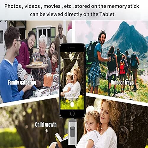 USB Flash Drive, USB3.0 Memory Stick External Storage Thumb Drive for i-Phone i-Pad 64GB Photo Stick Flash Drive Suitable for Any Model PC/Pad/Android Phones (Silver)