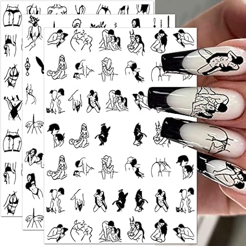 Dornail Sexy Mädchen Nagelsticker 3D Abstrakte Frauen Gesicht Nagelaufkleber Sexy Dame Selbstklebend Nagel Aufkleber Nagel Abziehbilder Nail Art Stickers Nageldesign Nagelkunst Nägel DIY Dekoration Cover