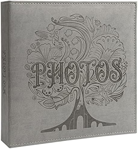 COFICE Photo Album 4x6 - 3 Ring Binder Large Picture Album Book with Index and Divider Sheets - Big Photobook with Acid-Free Pocket Sheets Holds up to 600 Photos - Elegant PU Leather Cover, Grey