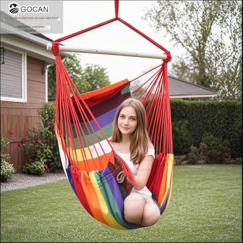 Hamaca grande de algodón GOCAN silla colgante resistente 150kg 5
