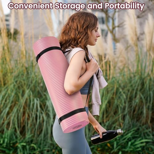 Image of BalanceFrom GoYoga All-Purpose 1 /2-Inch Extra Thick High Density Anti-Tear Exercise Yoga Mat with Carrying Strap