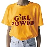 Farktop Girl Power T-Shirt Feminism Tee Girl Power Shirt 100% Unisex Cotton T-Shirt (M, Yellow)