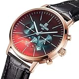 ELEGANTES DESIGN - Es handelt sich um eine Multifunktionsuhr mit zwei Chronographen und einem 24-Stunden-Zifferblatt. Das Zifferblatt hat einen eingebauten Kalender.