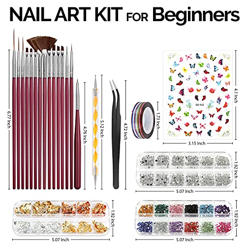 image for Nail Art Brushes Kit, Teenitor Nail Art Tool with Nail Dotting Tools, 