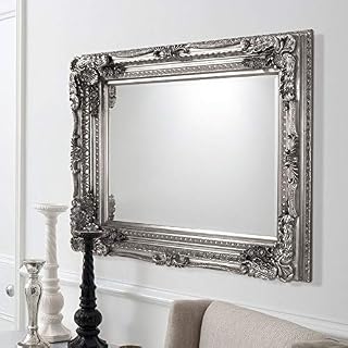 Barcelona Trading Carved Louis Mirror Silver Frame Wall Hallway Living Room, 122 x 90