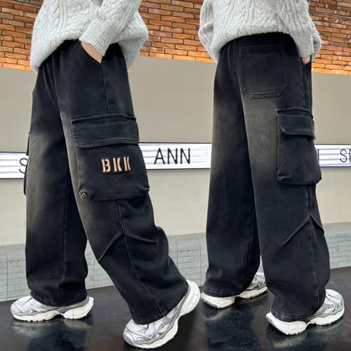 Boys Cargo Trousers Elastic Waist Comfortable Regular Fit Children Pants for Age 4 to 12 Years Durable Casual3