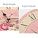 VIKMARI Home 14 Inch Battery Operated Silent Non-Ticking Vintage Wall Clock Design Wooden Round Roman Numerals Indoor Clocks Rose Pink Style Wall Clocks