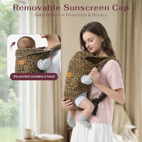 Image of Baby Carrier Newborn to Toddler(8-30lbs), Toddler Carrier Baby Holder Carrier with Adjustable Shoulder Strap, Chest Carriers, Brown Leopard Print
