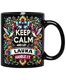 Keep Calm and Let Launa Handle It Personalised Mug Custom Mug Keep Calm and Flower and Bird Mom Est 2024, Mother's Day Coffee Mug, Mothers Day Gift for Mom Gift,11oz Black Mug 124889