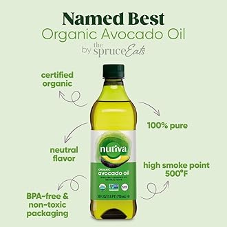 Nutiva Organic Steam-Refined Avocado Oil - Perfect for Cooking, Frying, Baking, and Dressing - High-Heat Oil with Neutral Flavor - Great for Vegan, Paleo, and Keto Diet - Non-GMO - 24 Fl Oz