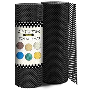 DIY Doctor – 2x Anti Slip Gripper Rolls (190 x 30cm) – Rug Gripper – Anti Slip Rug Underlay – Rug Grippers for Laminate Floor – Carpet Grippers – Non Slip Rubber Matting – Shelf Drawer Liner Black