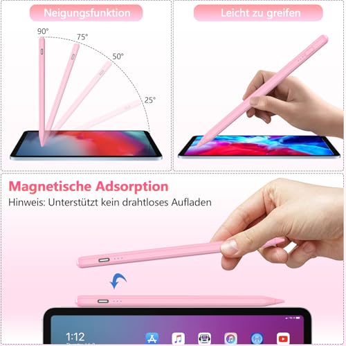 Lápiz para Tablet Android Stylus Pen para Samsung, Huawei, Lenovo, Mi/Vivo, Lápiz Universal con Alta Precisión y Sensibilidad de inclInación-Rosa - imagen 4