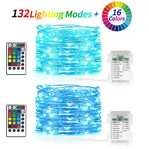 Kaulsoue 132 Lighting Modes 16 Colored, Battery Operated Powered 16.4ft 50 Led Fairy