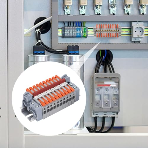 COZERI 10 Stk Reihenklemmen Hutschiene,für 0,5-2,5mm² Kabel,Durchgangsklemmen, für Elektroinstallation, Heimwerkerprojekte und schnelle Verdrahtung