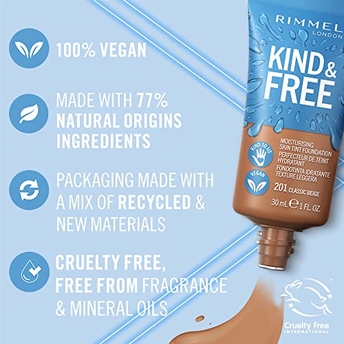 Rimmel Kind + Free Moisturising Skin Tint Foundation, Classic Beige 201 - Image 4