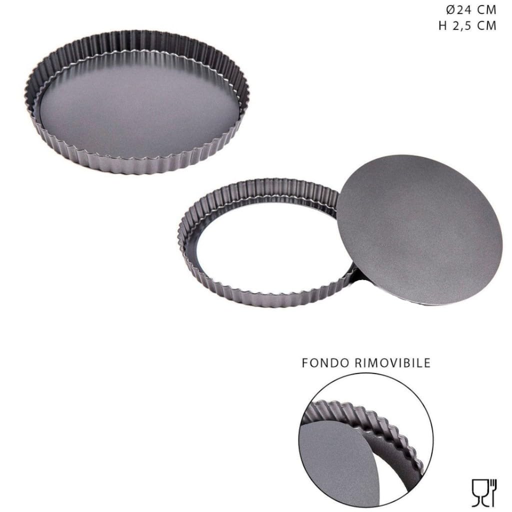PetriStor Forma do quiche z dnem podnoszącym Ø 28 x 2,5 cm – okrągła forma do tarty – okrągła forma do pieczenia z powłoką zapobiegającą przywieraniu – wytrzymała stal węglowa – rowkowana forma do