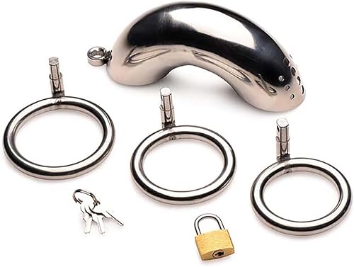 Master Series Forged Captop Locking Stainless Steel Chasity Cage - Steel