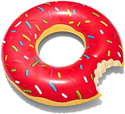 Inflatable Red Strawberry Frosting Donut Pool Float (Red Frosting Dount)