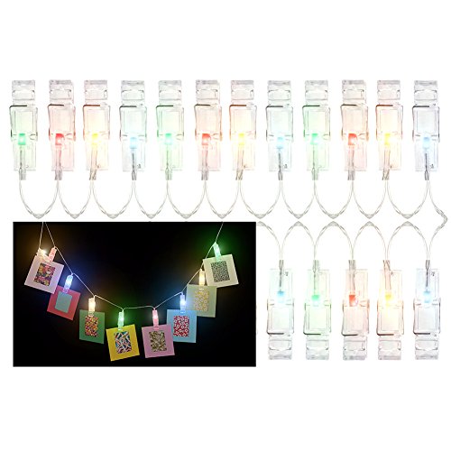Katia 2 Meter LED String Lights with 20 Photo Clips Using AA Batteries as Energy Sources, Perfect for Hanging Picture/Instant Camera Film/Artwork/Notes (Colorful)
