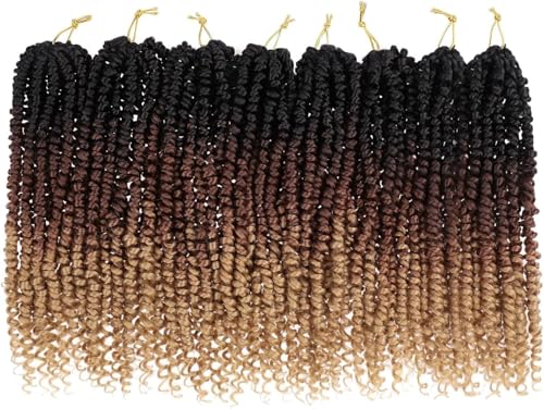 Xtrend 12 inch Short Pre twisted Passion Twist Hair 8Packs 3Tone Bohemian Pre Looped Synthetic Natural Hair Crochet Braids Passion Twist Hair for Black Women 12 Strands/Pack 1B3027# - Image 2