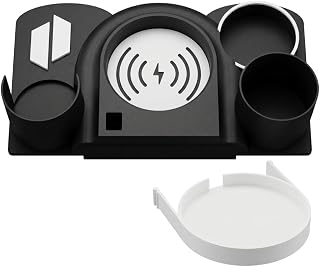 5-in-1 Wireless Charging Dock Compatible with Puffco Peak Pro, Accessory Organizer Tray with Cotton Swab Holder, Tool Rest, Alcohol Jar & Concentrate Container (Black)